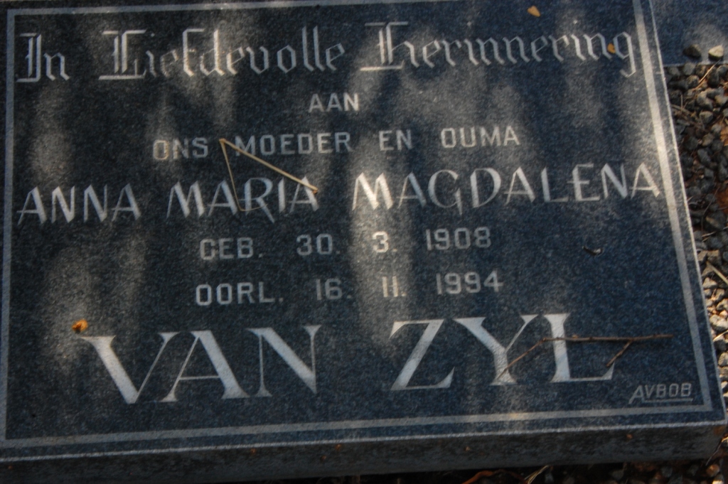 ZYL Anna Maria Magdalena, van 1908-1994