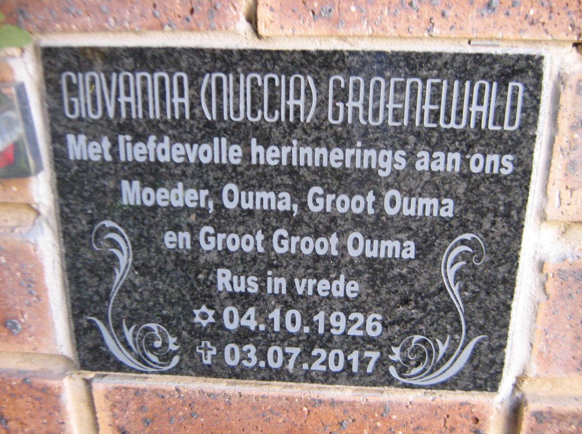 GROENEWALD Giovanna 1926-2017