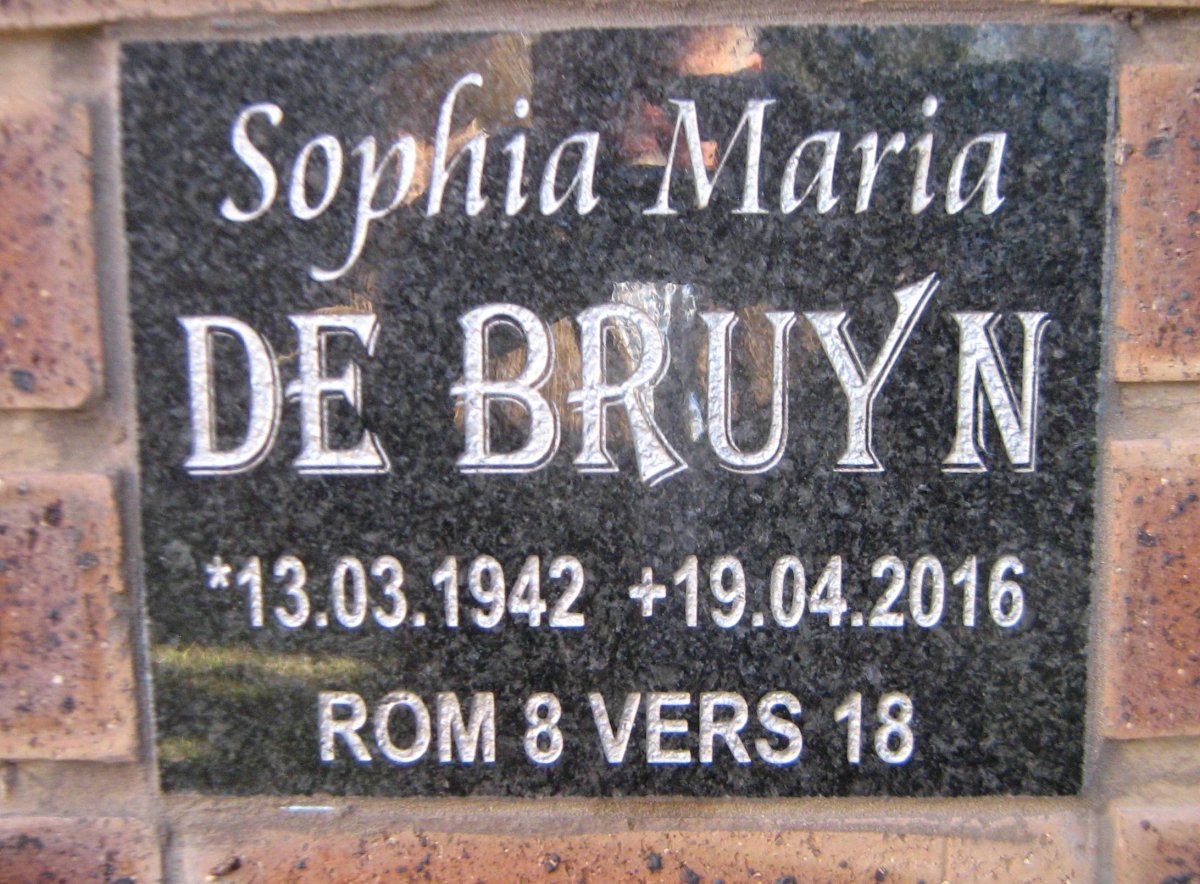 BRUYN Sophia Maria, de 1942-2016