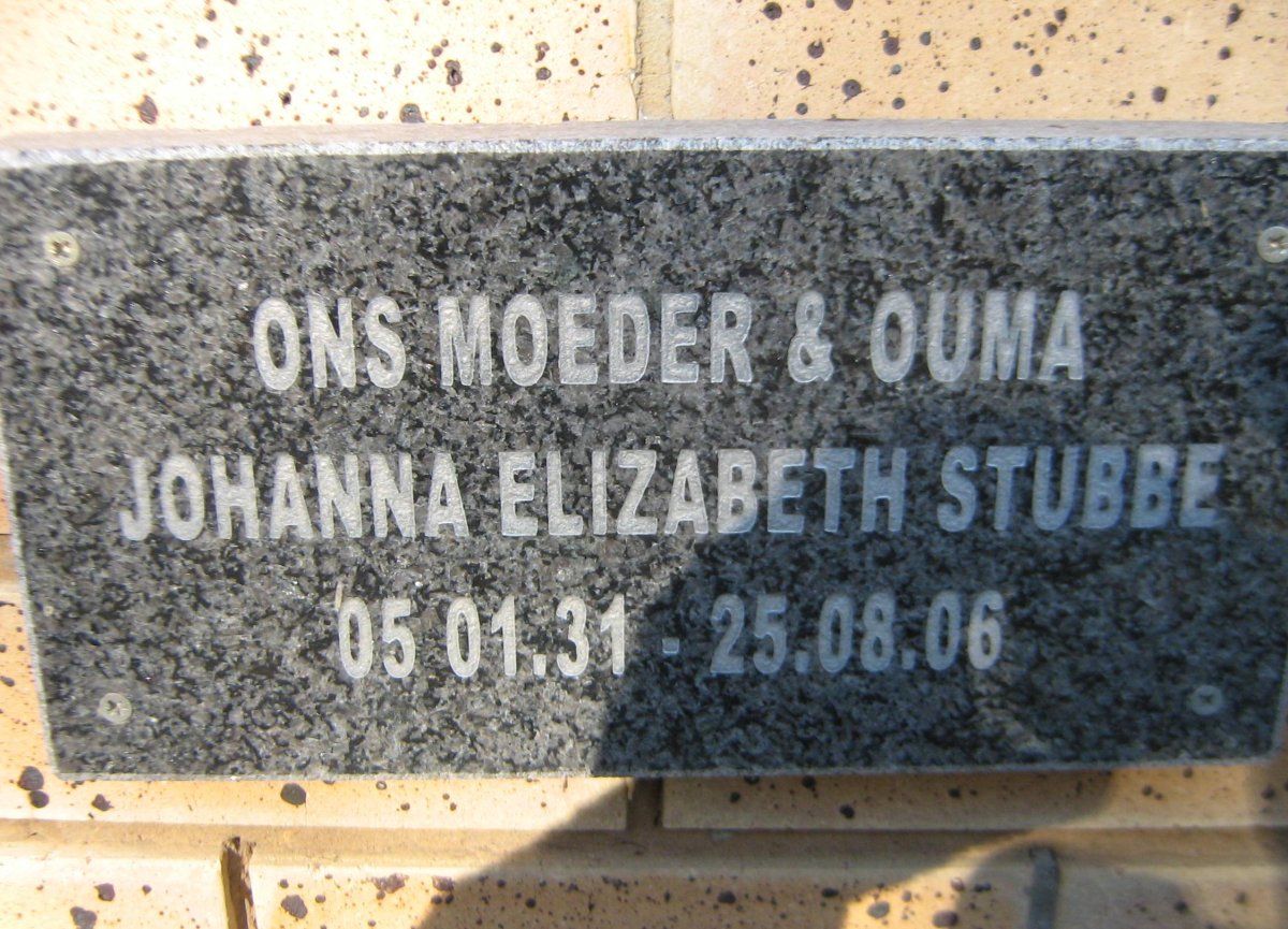 STUBBE Johanna Elizabeth 1931-2006