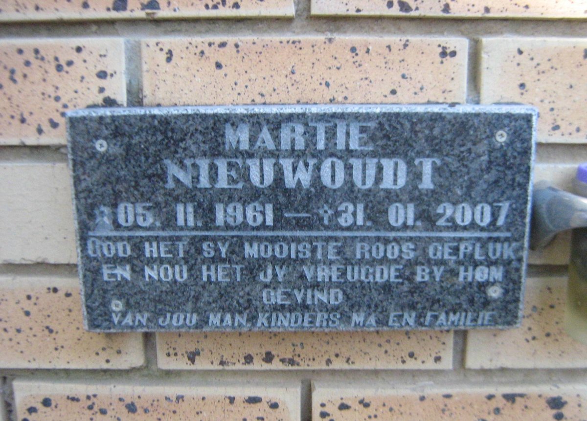 NIEUWOUDT Martie 1961-2007
