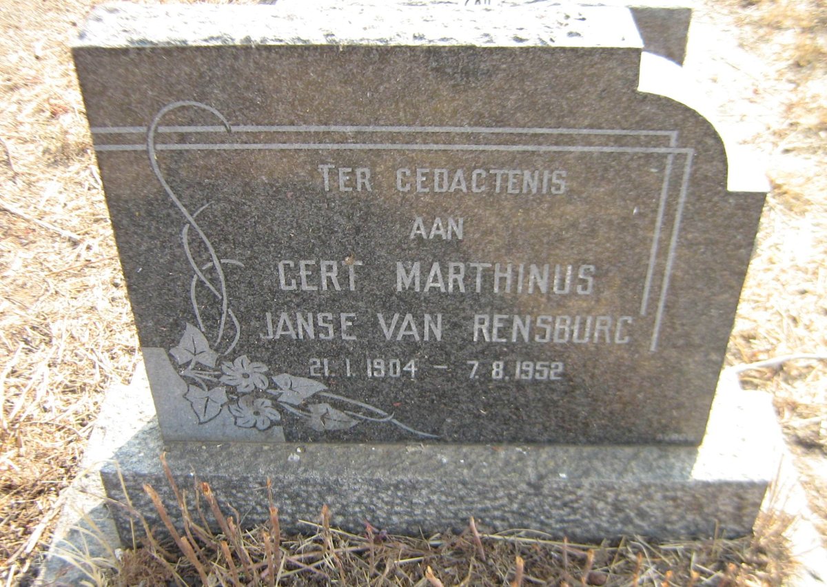 RENSBURG Gert Marthinus, Janse van 1904-1952
