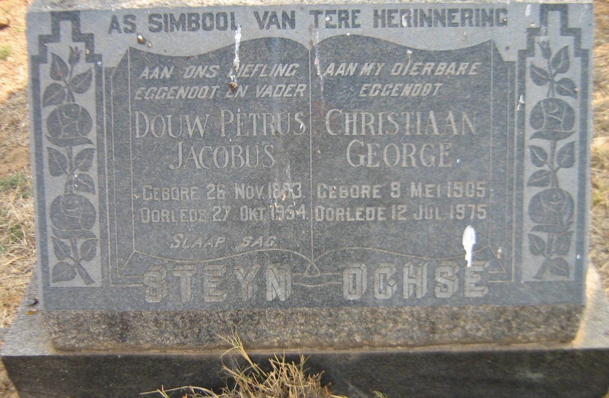STEYN Douw Petrus Jacobus 1883-1954 :: OCHSE Christiaan George 1905-1975