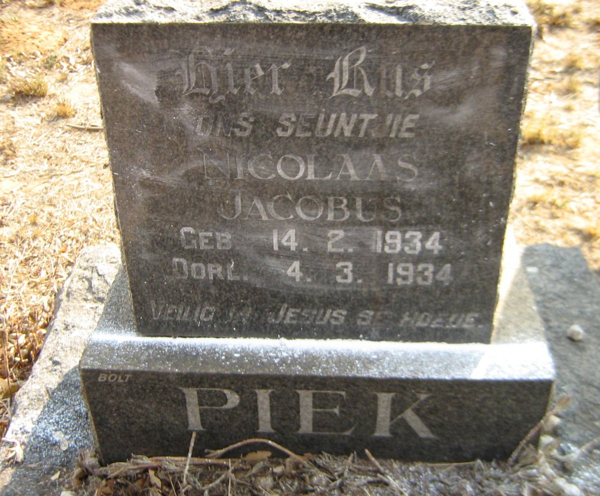 PIEK Nicolaas Jacobus 1934-1934