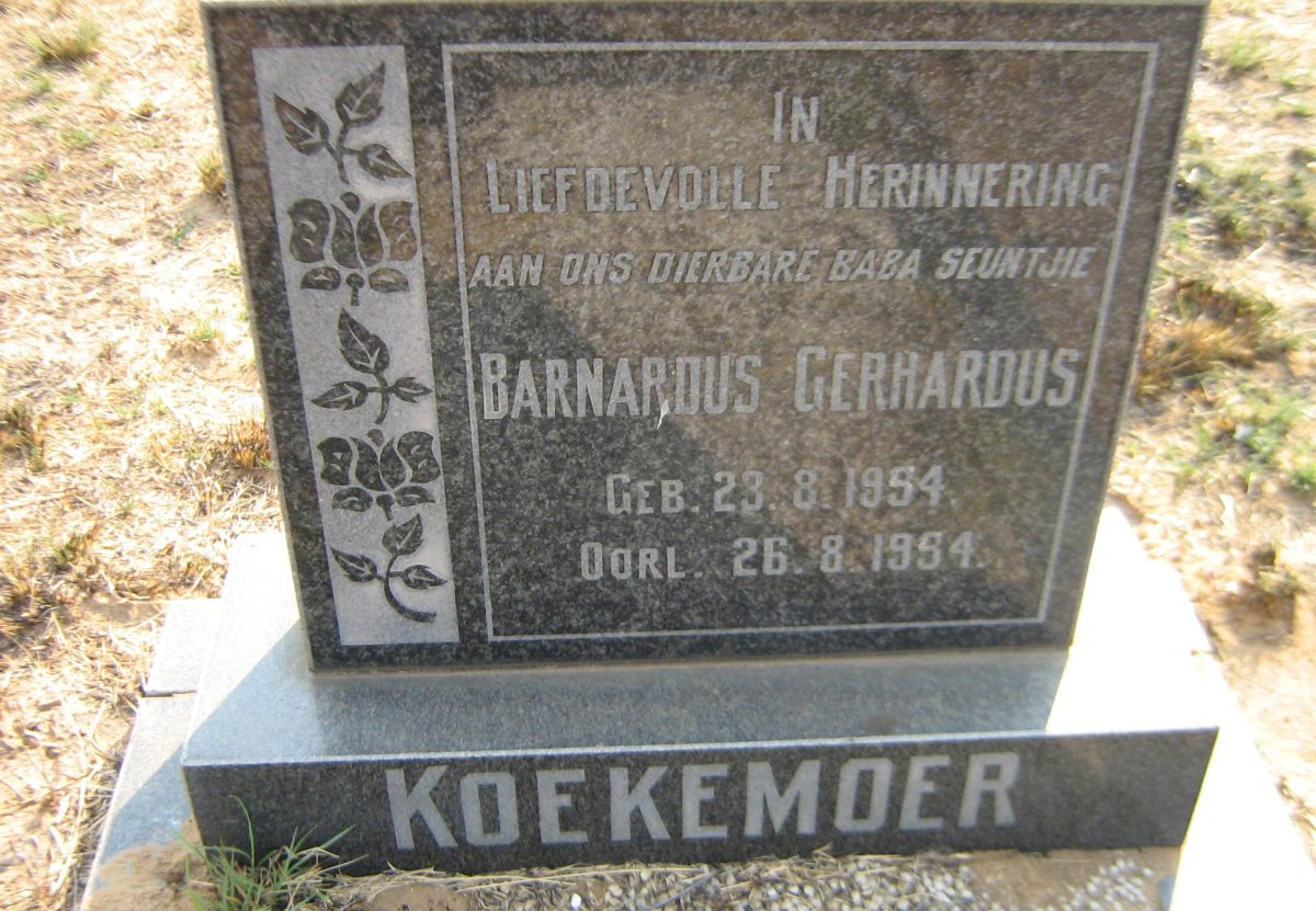 KOEKEMOER Barnardus Gerhardus 1954-1954