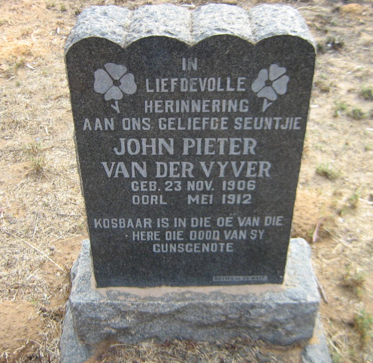 VYVER John Pieter, van der 1906-1912