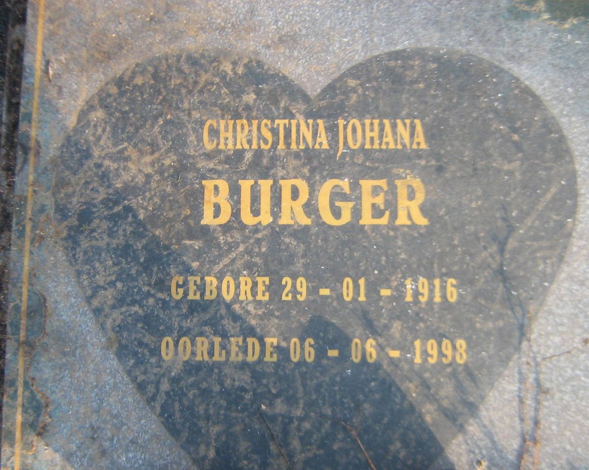 BURGER Christina Johana 1916-1998
