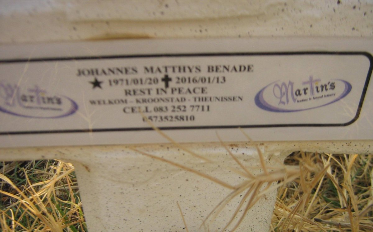 BENADE Johannes Matthys 1971-2016