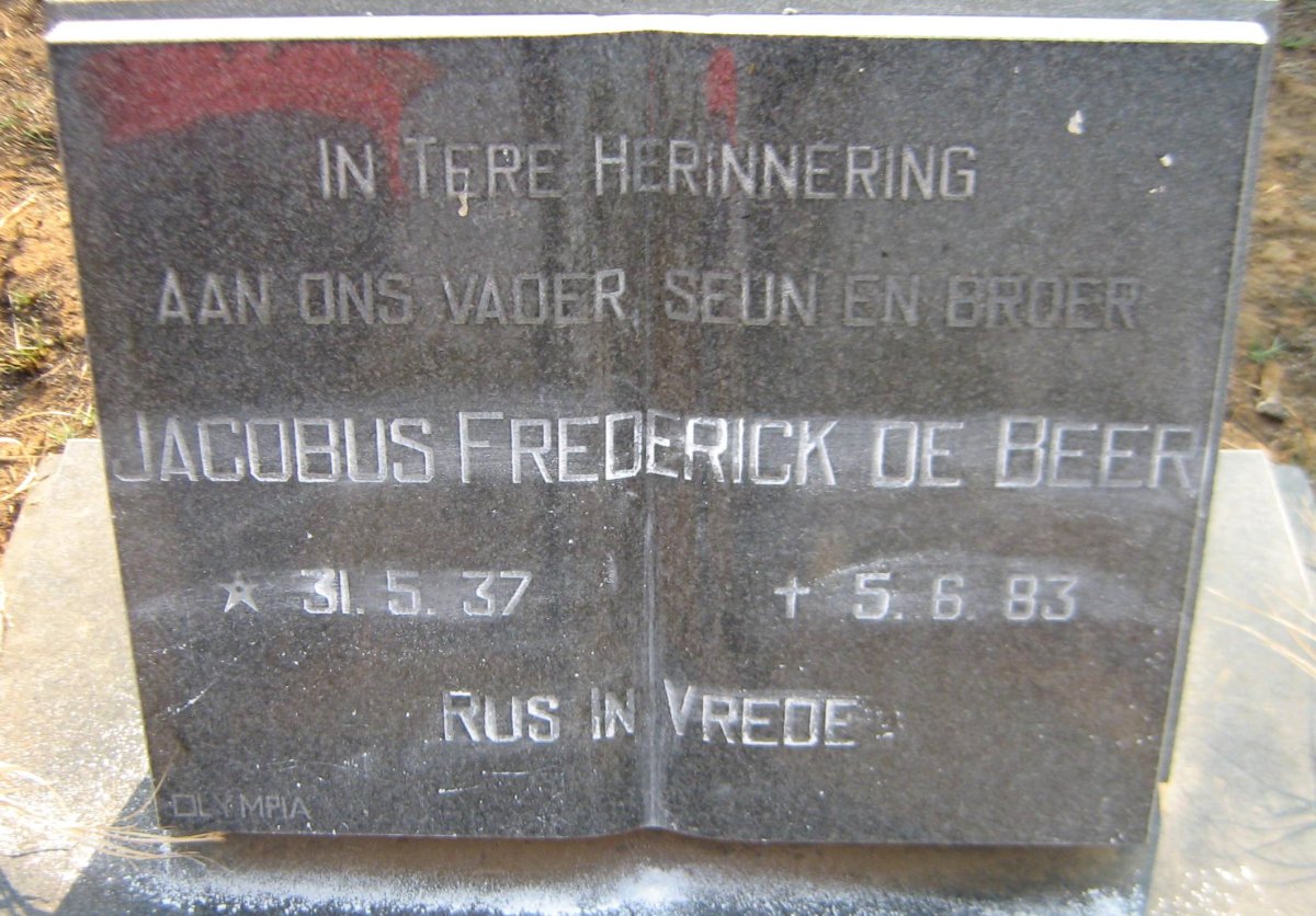 BEER Jacobus Frederick, de 1937-1983