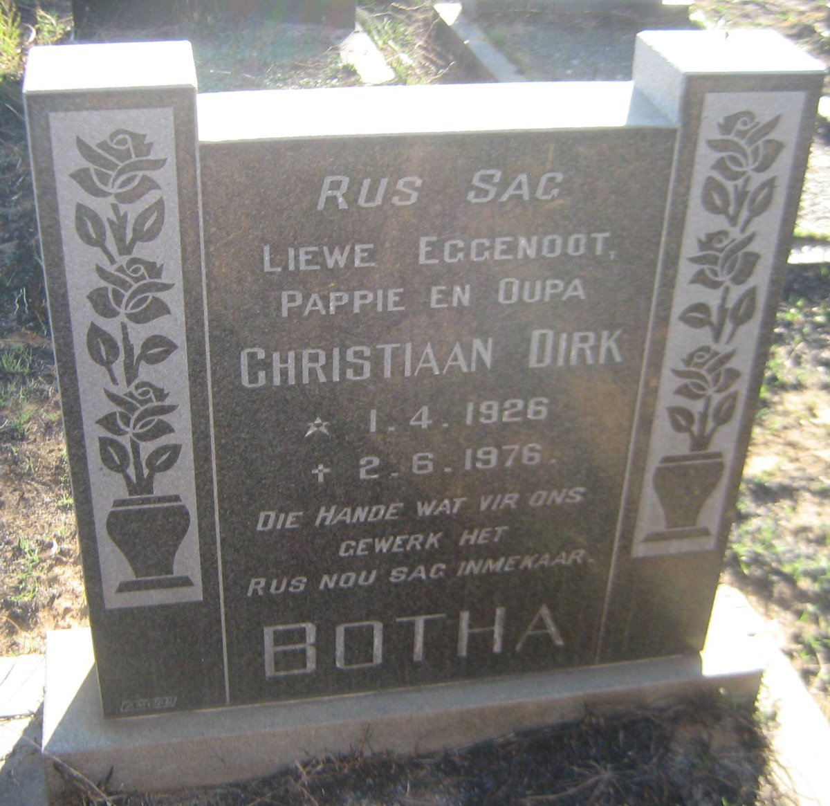 BOTHA Christiaan Dirk 1926-1976