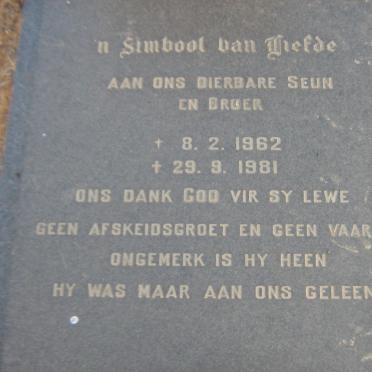 BADENHORST Hendrik Johannes 1962-1981