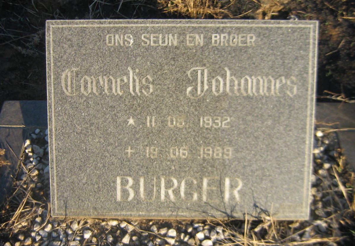 BURGER Cornelis Johannes 1932-1989