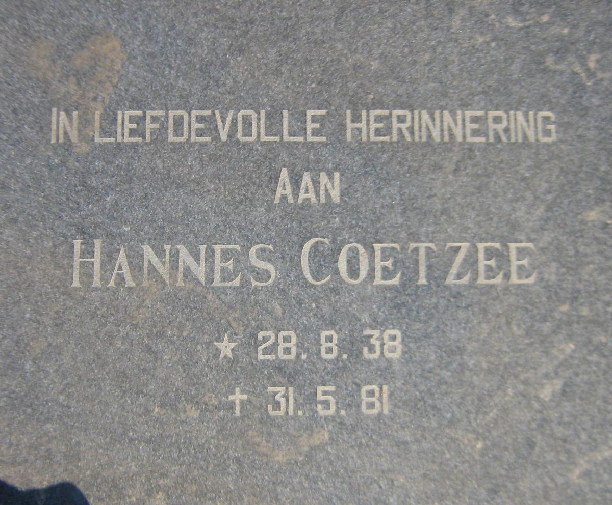 COETZEE Hannes 1938-1981