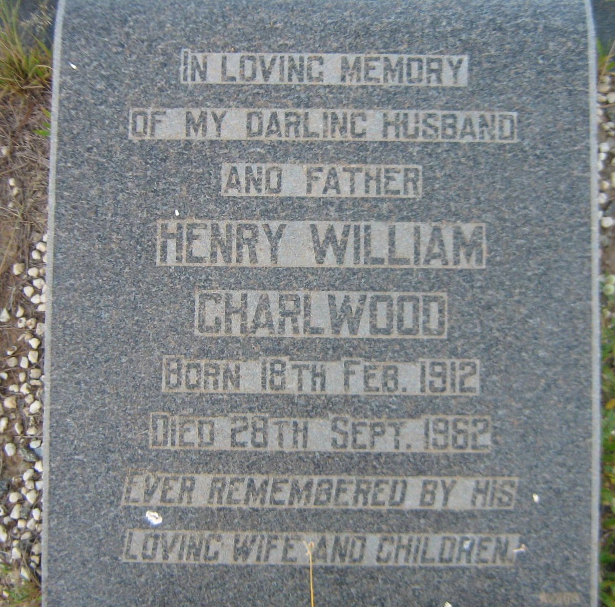 CHARLWOOD Henry William 1912-1962