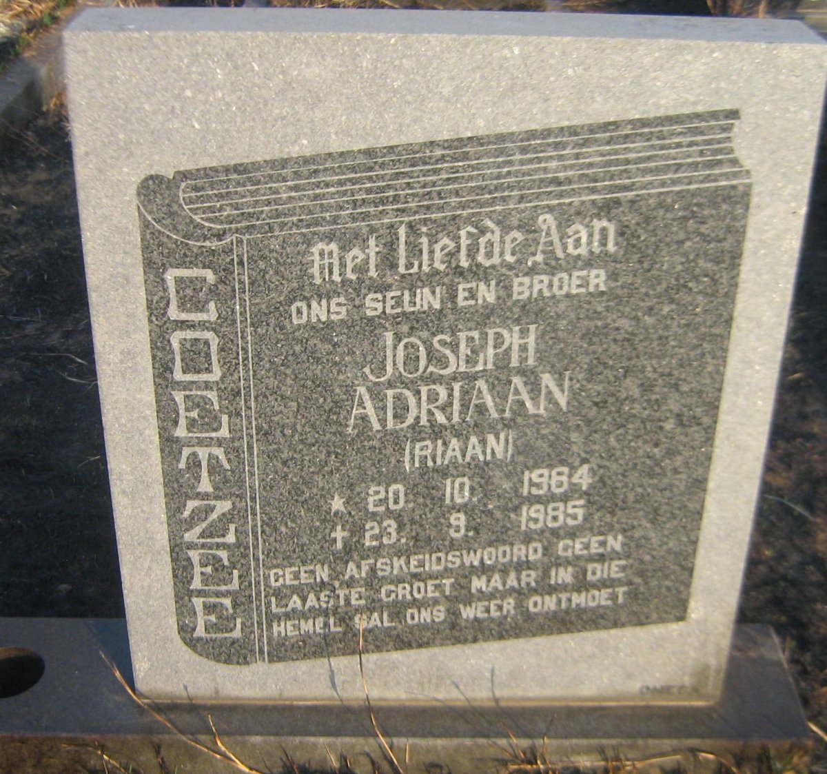 COETZEE Joseph Adriaan 1964-1985