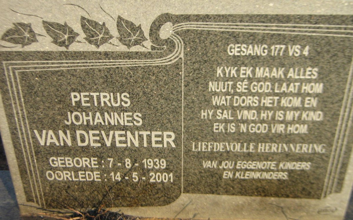 DEVENTER Petrus Johannes, van 1939-2001