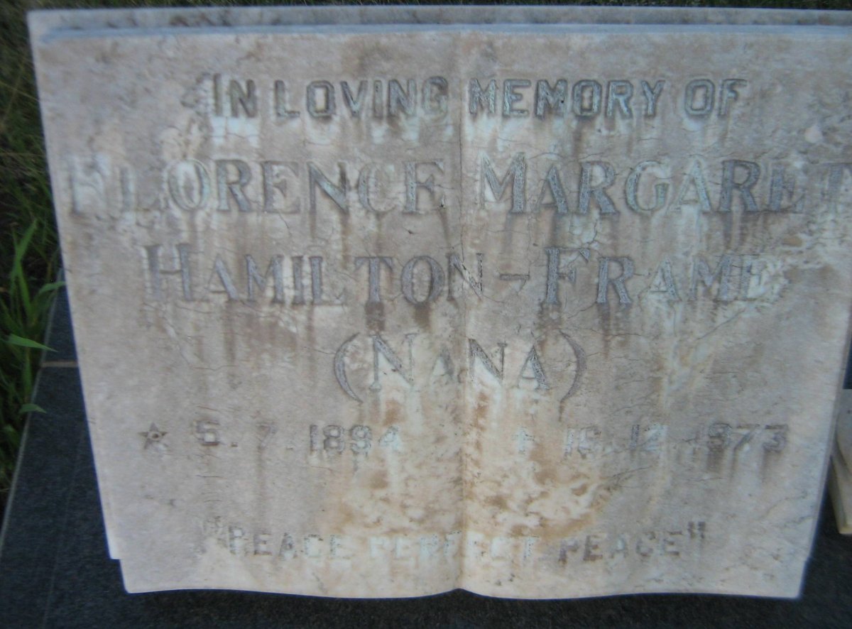 FRAME Florence Margaret, HAMILTON 1894-1973
