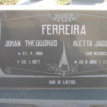 FERREIRA Johan Theodorus 1890-1977 &amp; Aletta Jacomina WESSELS 1890-1978