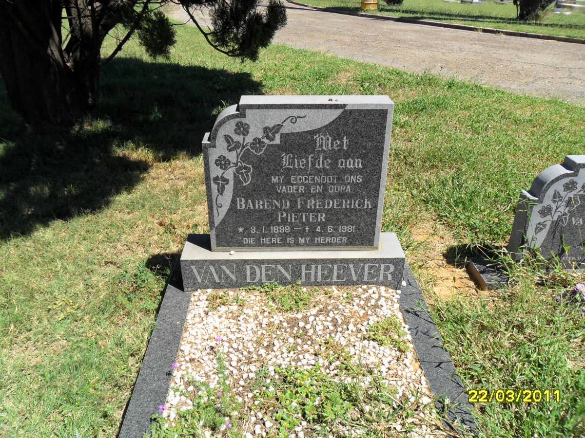 HEEVER Barend Frederick Pieter, van den 1898-1981