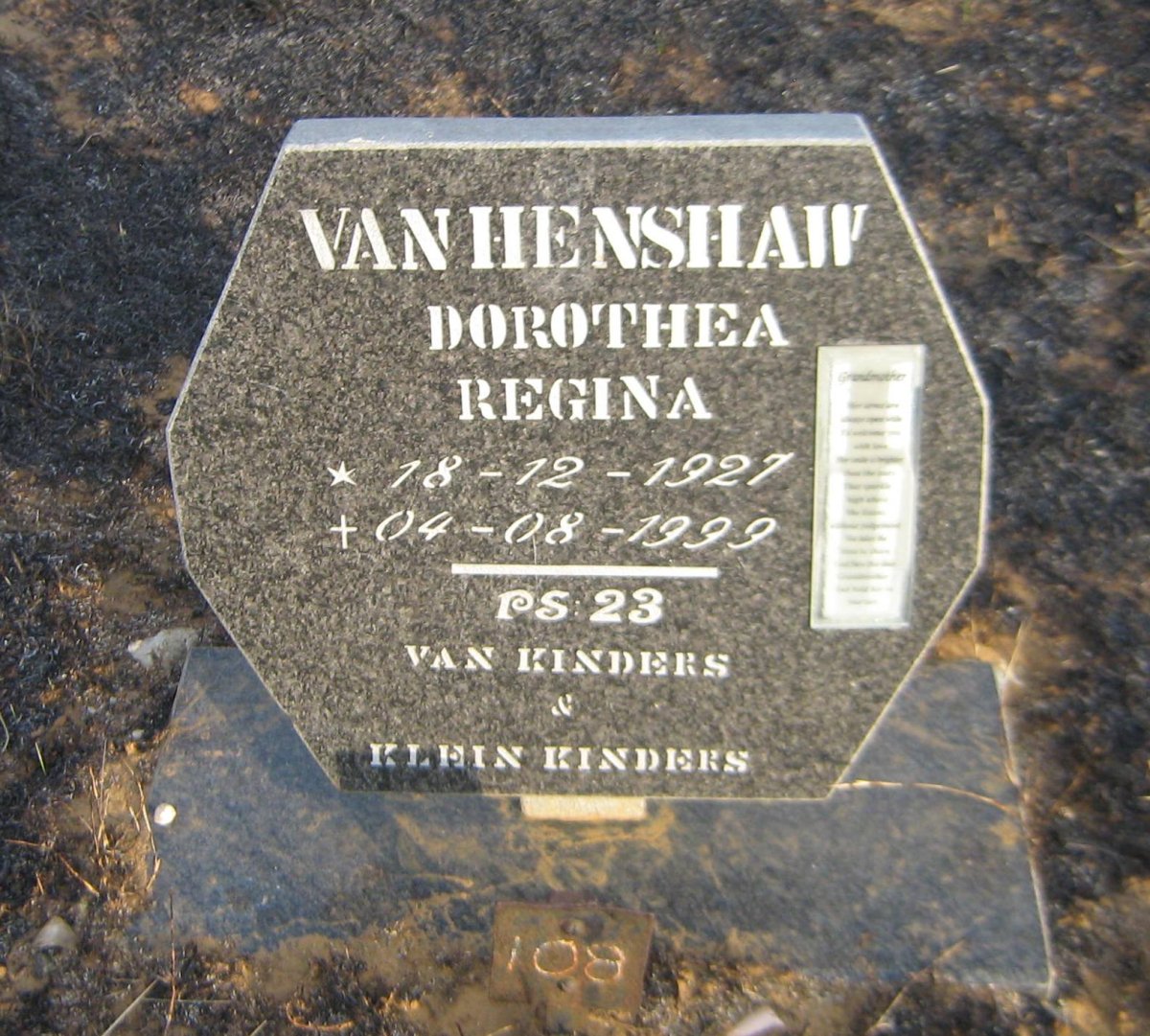 HENSHAW Dorothea Regina, van 1927-1999
