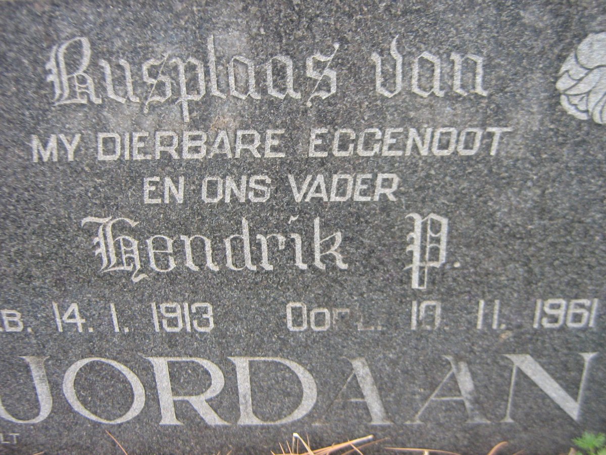 JORDAAN Hendrik P. 1913-1961