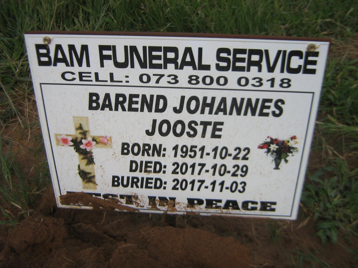 JOOSTE Barend Johannes 1951-2017
