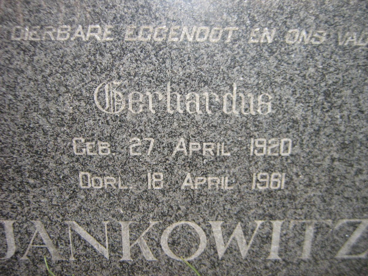 JANKOWITZ Gerhardus 1920-1961