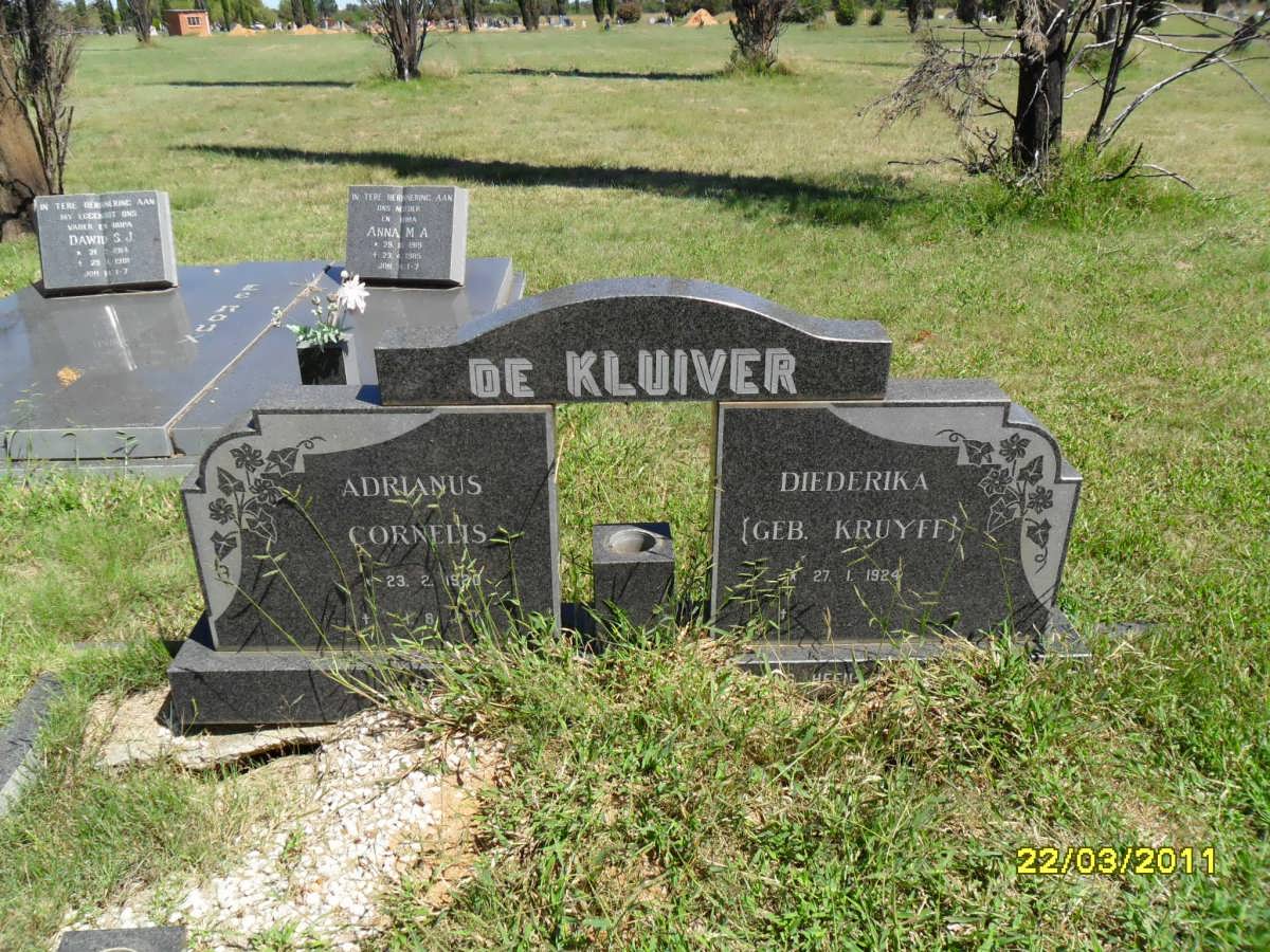KLUIVER Adrianus Cornelis, de 1920-? &amp; Diederika KRUYFF 1924-2000