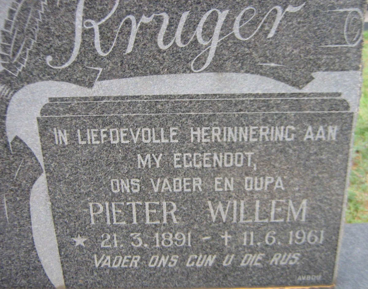 KRUGER Pieter Willem 1891-1961