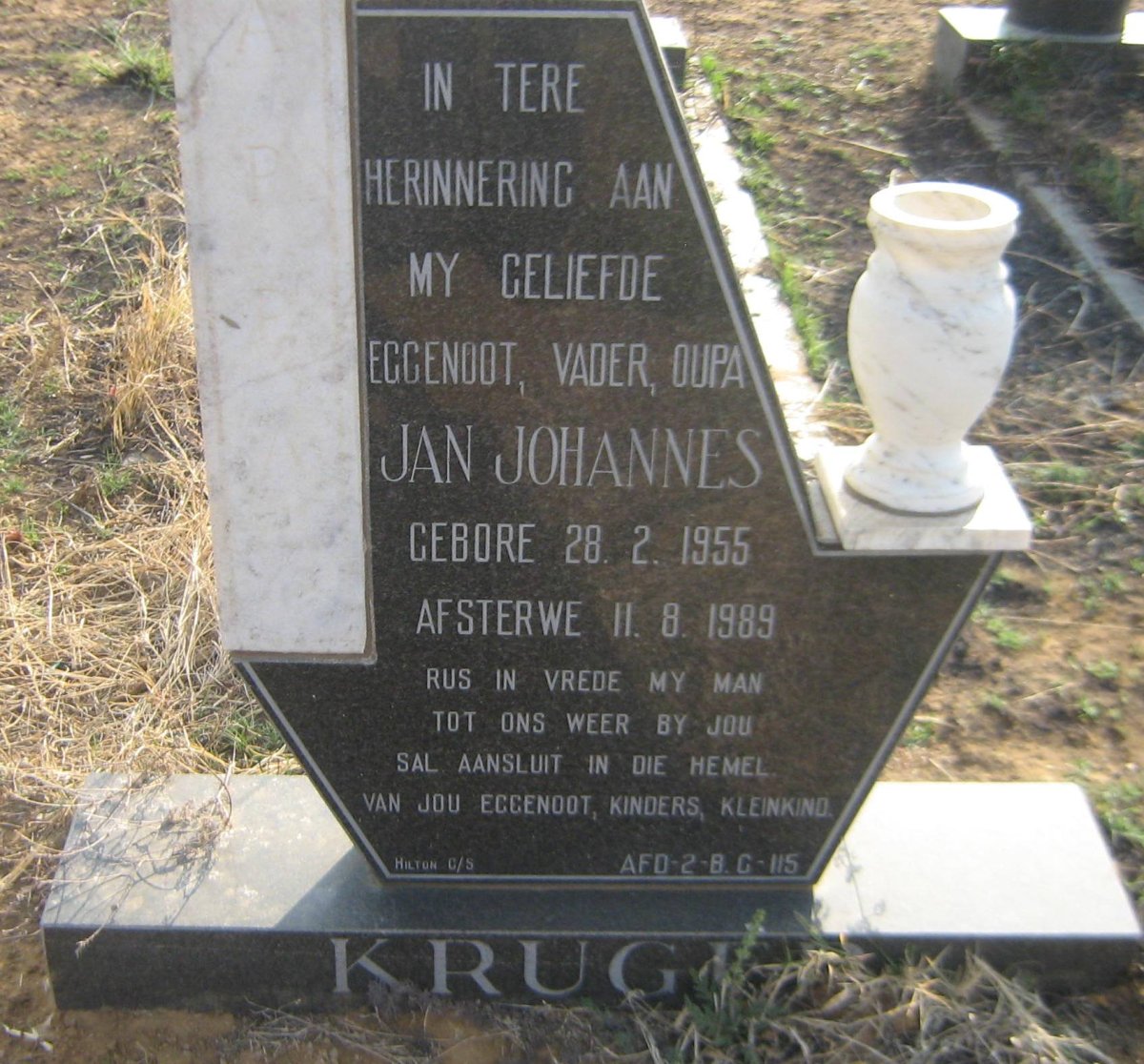 KRUGER Jan Johannes 1955-1989