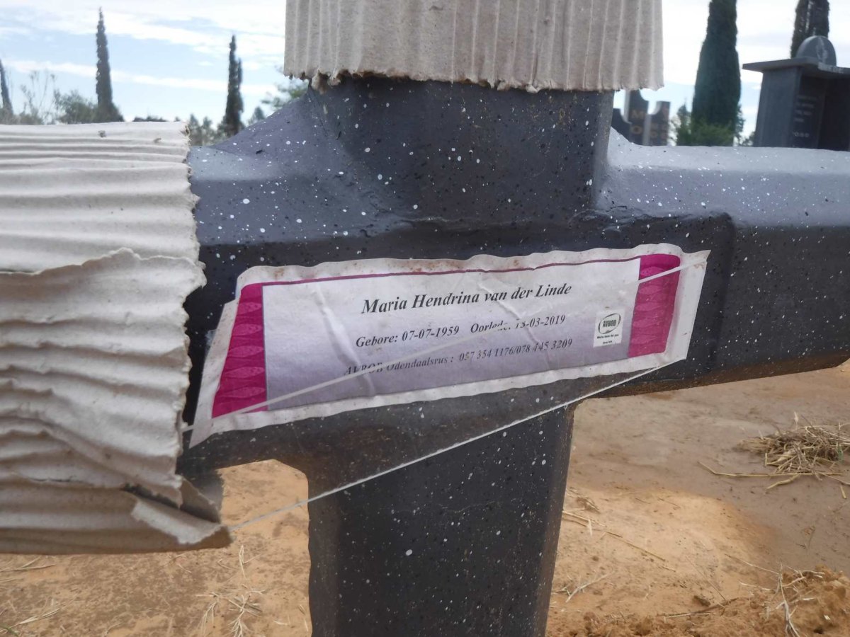LINDE Maria Hendrina, van der 1959-2019