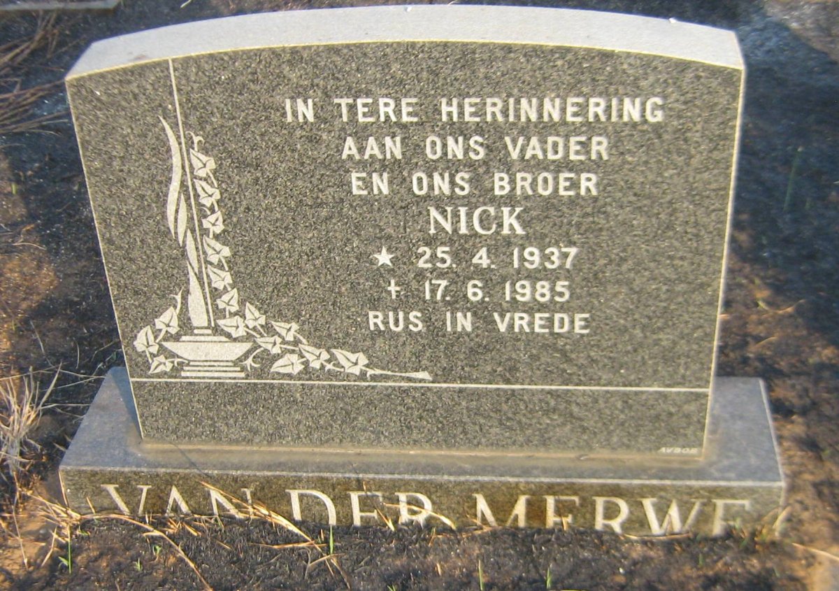 MERWE Nick, van der 1937-1985