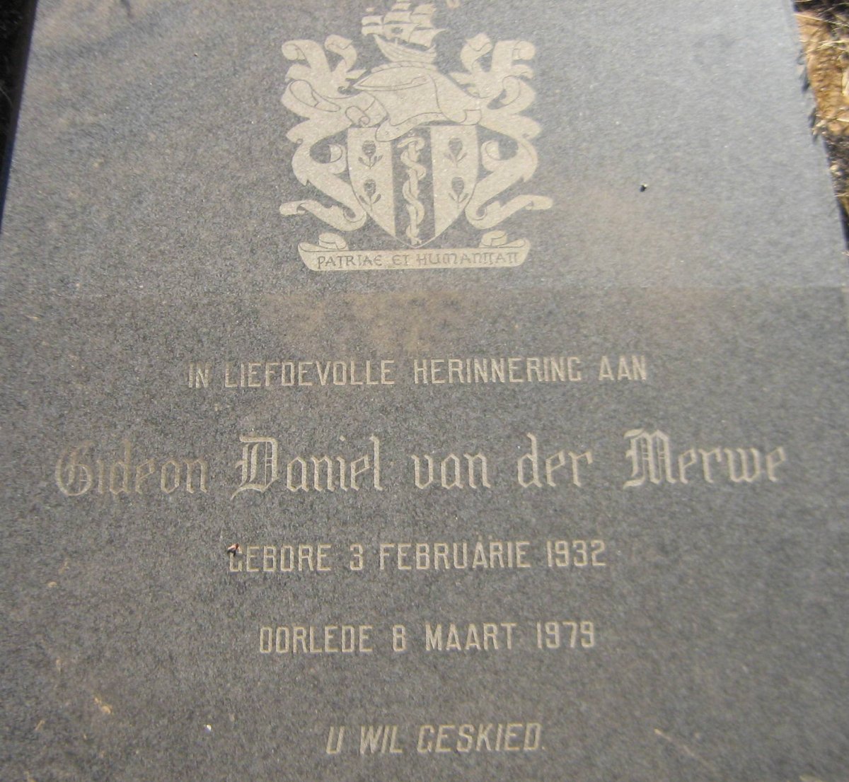 MERWE Gideon Daniel, van der 1932-1979