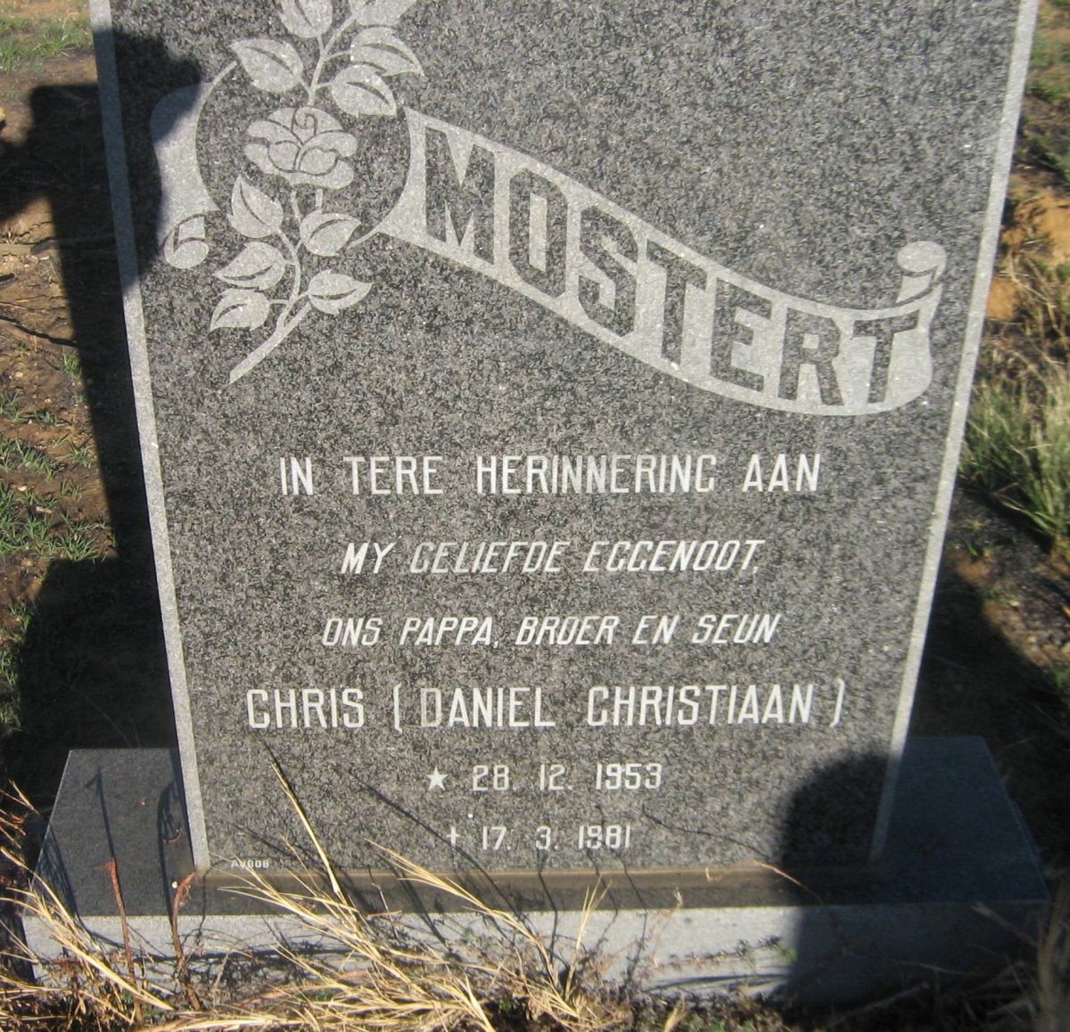 MOSTERT Daniel Christiaan 1953-1981