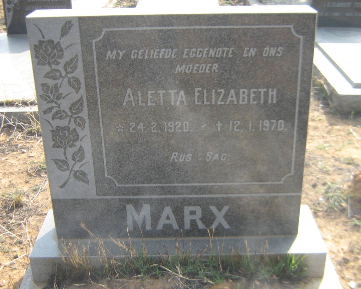 MARX Aletta Elizabeth 1920-1970