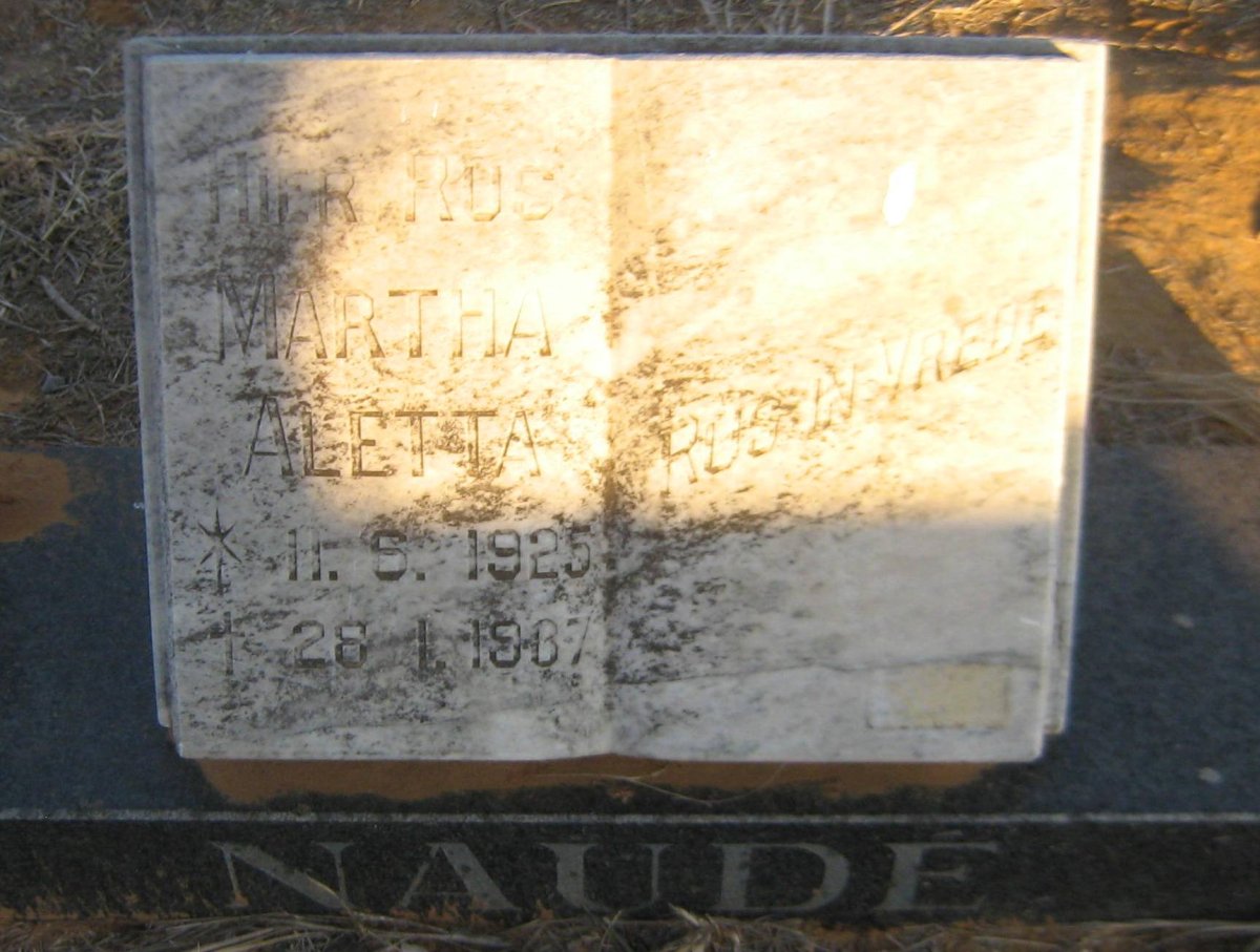 NAUDE Martha Aletta 1925-1987