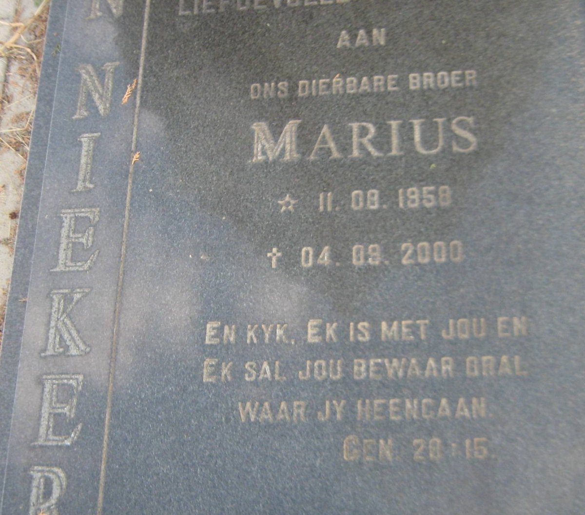 NIEKERK Marius, van 1958-2000