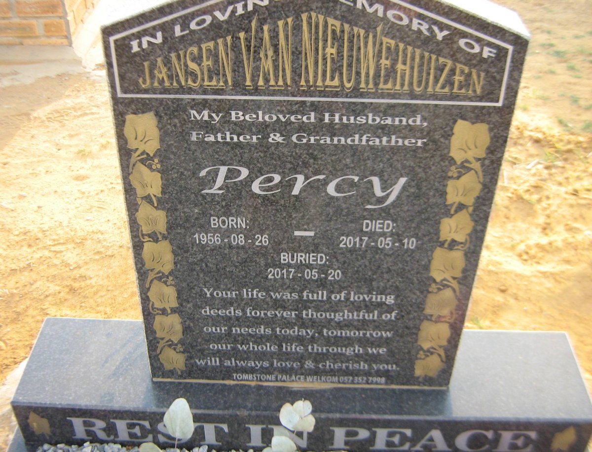 NIEUWEHUIZEN Percy, Jansen van 1956-2017