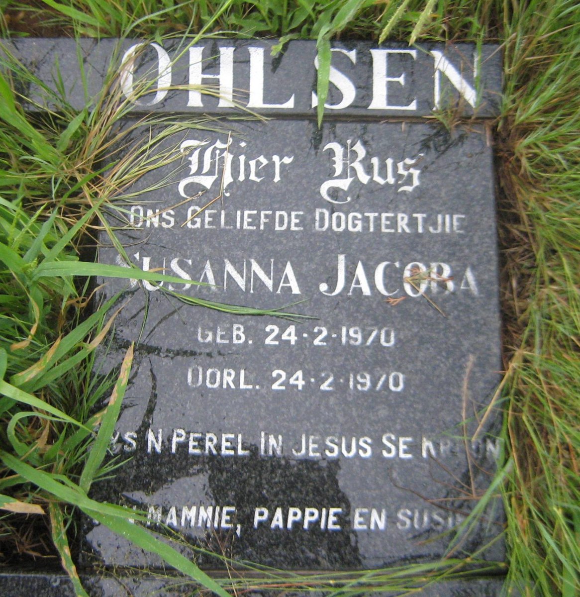 OHLSEN Susanna Jacoba 1970-1970