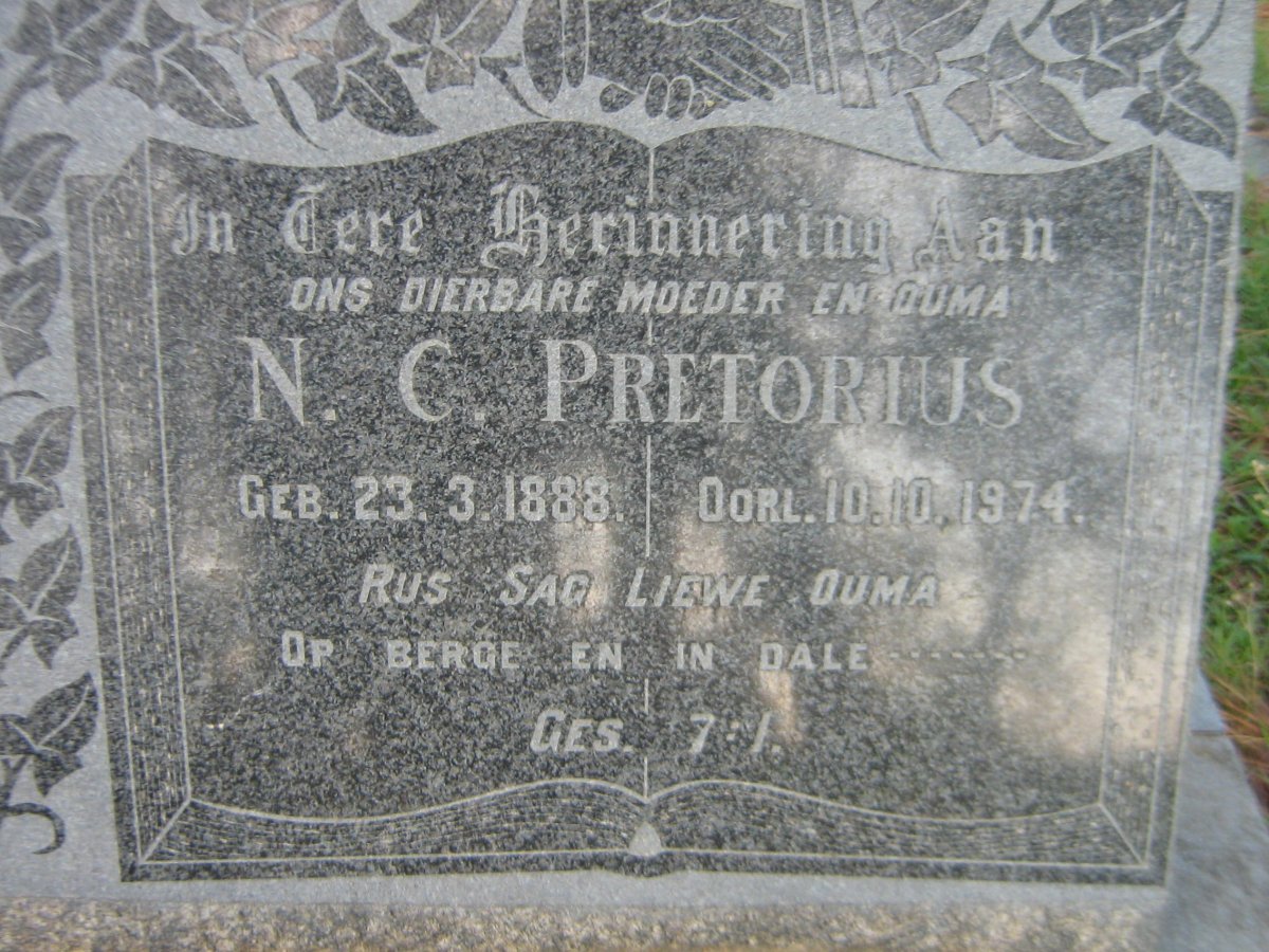 PRETORIUS N.C. 1888-1974