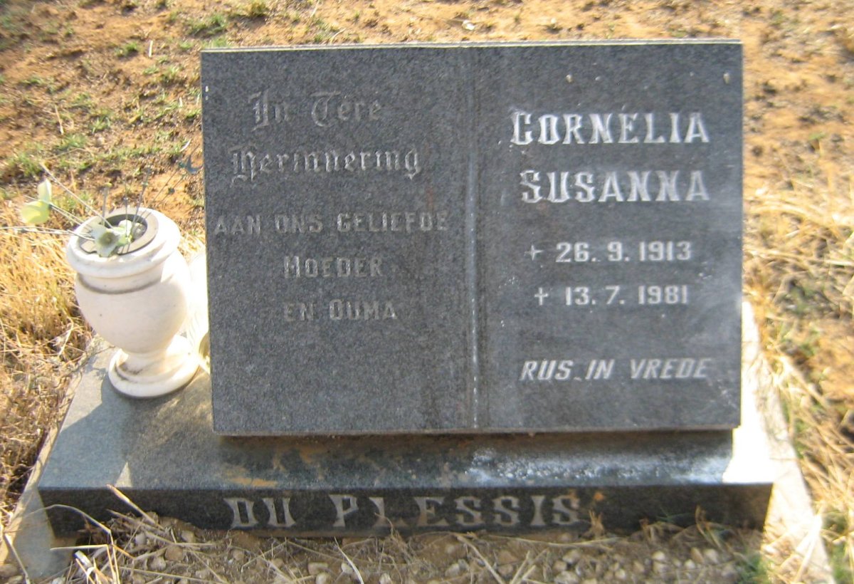 PLESSIS Cornelia Susanna, du 1913-1981