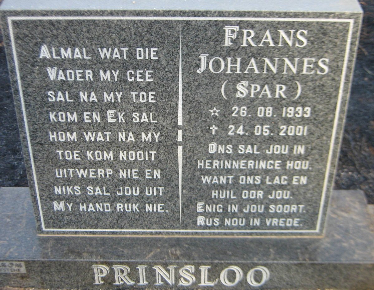 PRINSLOO Frans Johannes 1933-2001