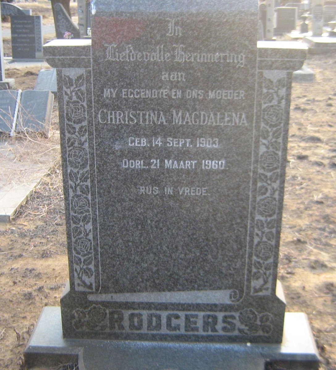 RODGERS Christina Magdalena 1903-1960