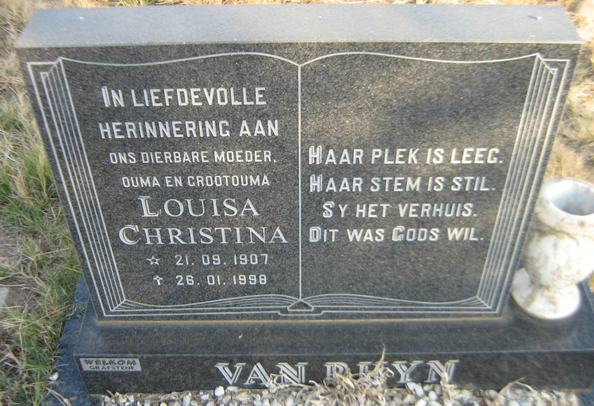 RHYN Louisa Christina, van 1907-1998