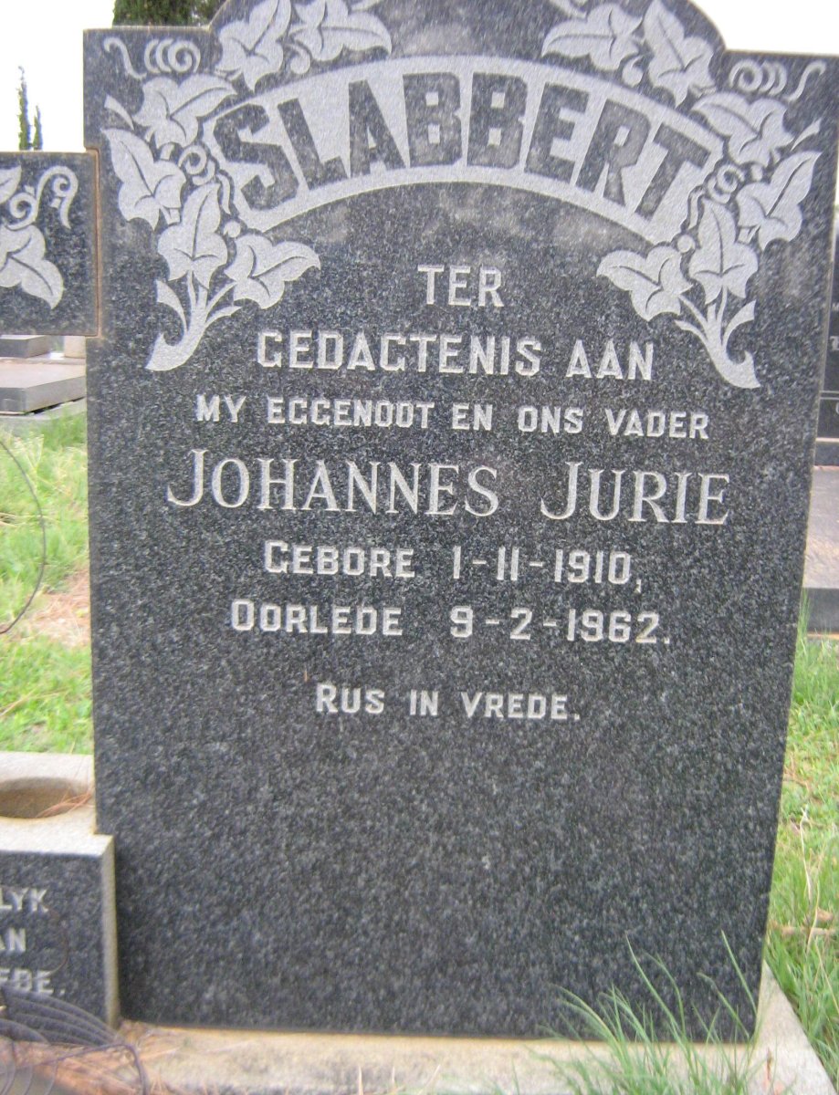 SLABBERT Johannes Jurie 1910-1962