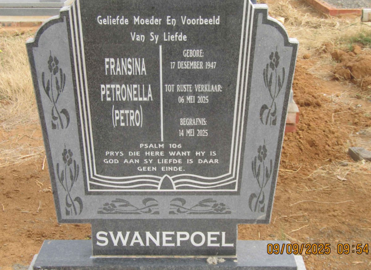 SWANEPOEL Fransina Petronella 1947-2025