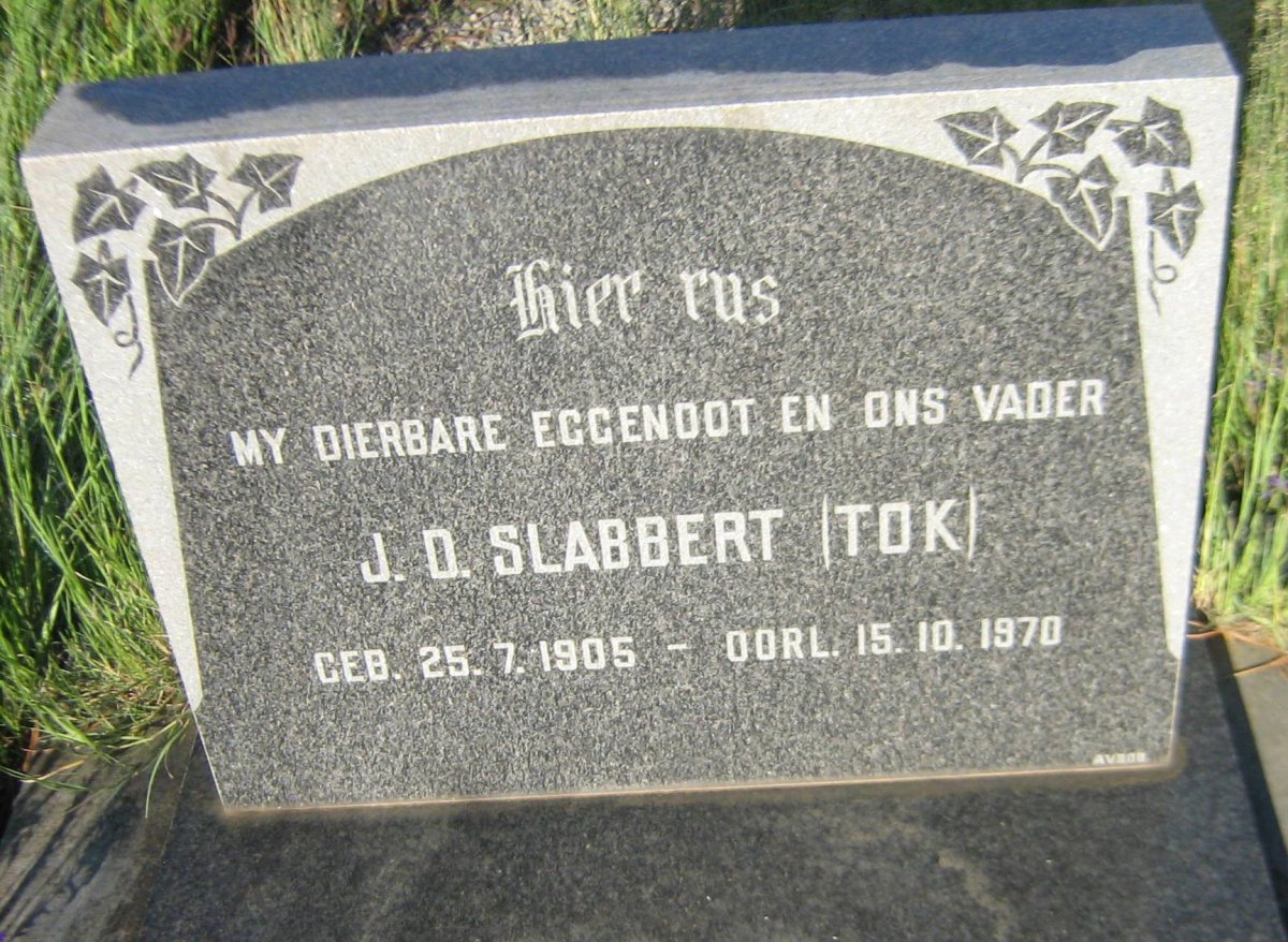 SLABBERT J.D. 1905-1970
