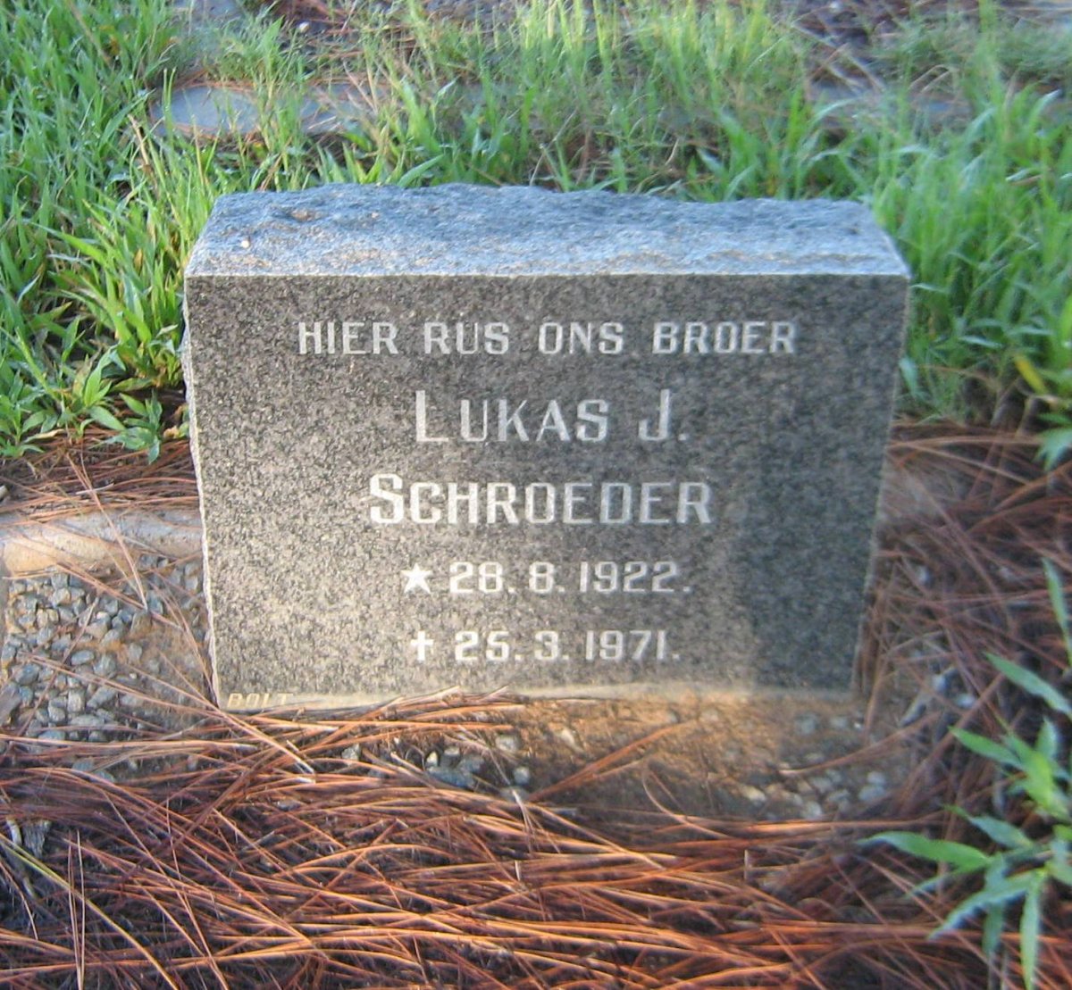 SCHROEDER Lukas J. 1922-1971