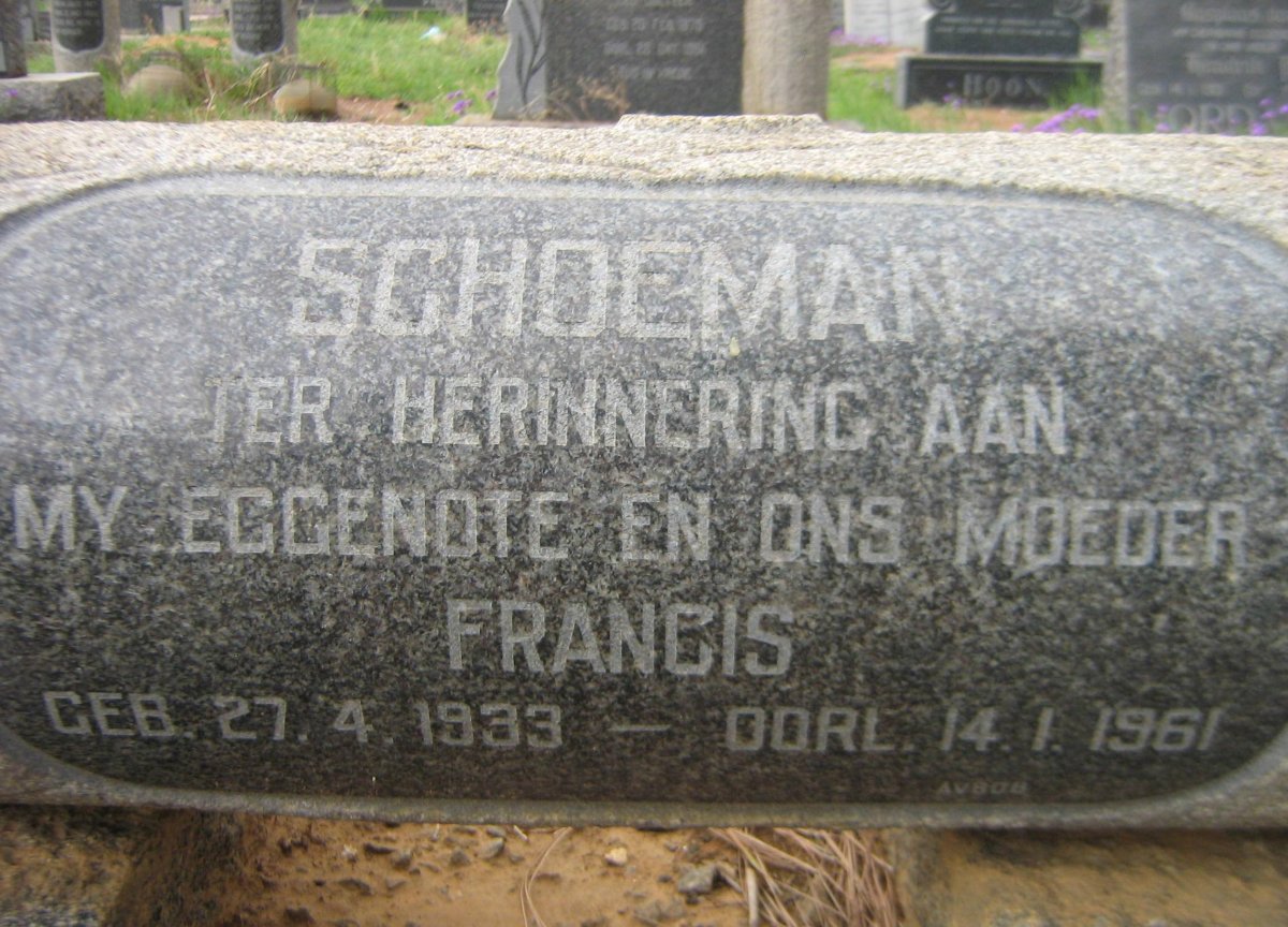 SCHOEMAN Francis 1933-1961