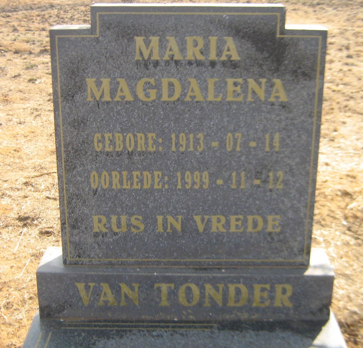 TONDER Maria Magdalena, van 1913-1999